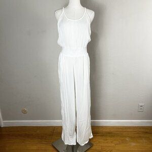 prAna Fernie Wide Leg Jumpsuit Swim‎ Cover Up White Modal Gauze Size Medium NWT
